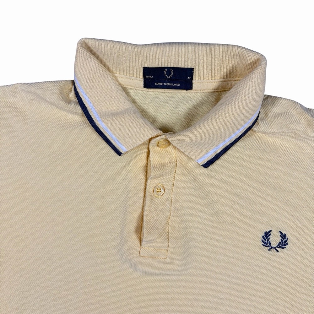 Fred Perry Mens M3600 Twin Tipped Polo Golf Shirt Yellow Size 44 XL Preppy